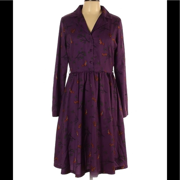 Lindy Bop Squirrel Print Shirt Dress - Picture 1 of 8